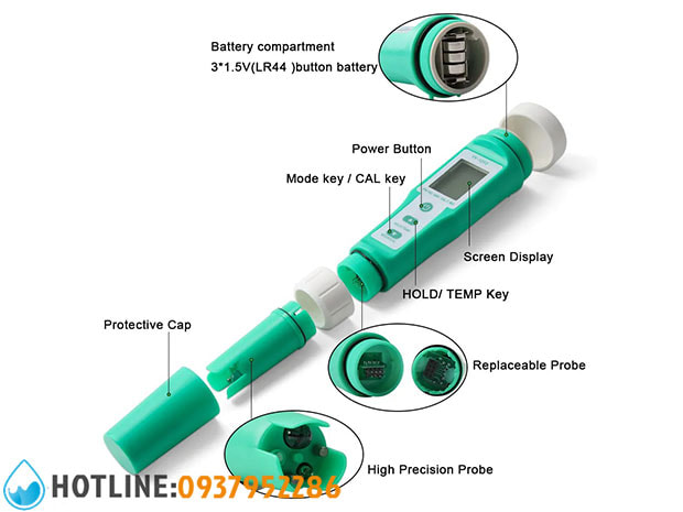 Bút Đo Hydrogen/Độ Mặn/pH/ORP/EC/TDS/Nhiệt Độ/S.G/ 10 in 1 YY-1010