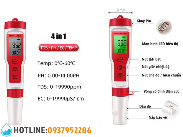 Bút Đo TDS/pH/EC/Nhiệt độ 4 in 1 Total Meter EZ-9908