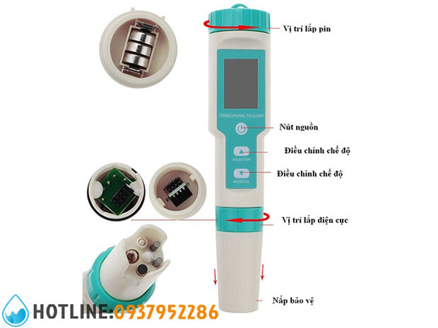Bút Thử Nước 7 in 1 Sal/PH/TDS/EC/ORP/SG/TEMP COM600