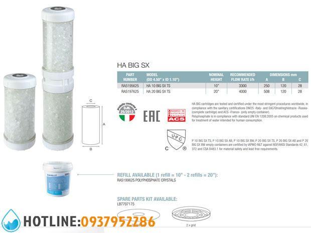 Lõi Chống Đóng Cặn Atlas Filtri HA BIG 20 inch