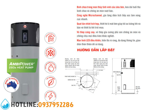 Máy Bơm Nhiệt Rheem AmbiPower 280E