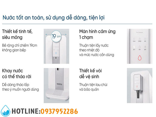 Máy Lọc Nước Nóng Lạnh Để Bàn Wells True Tankless