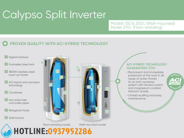 Thumbnail 5: Máy Bơm Nhiệt Atlantic Calypso Split Inverter 270L