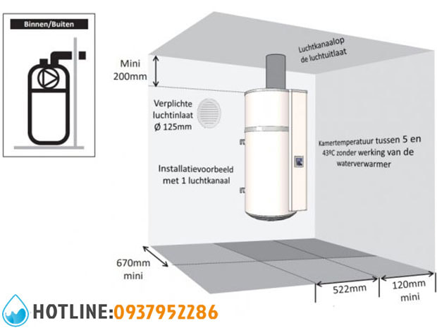 Thumbnail 3: Máy Bơm Nhiệt Treo Tường Atlantic Calypso VM 150L